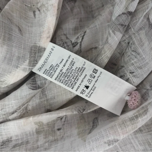 NWT Zimmermann Golden Floral Long Sleeve Buttons Linen Dress 0 US4 - Picture 9 of 17